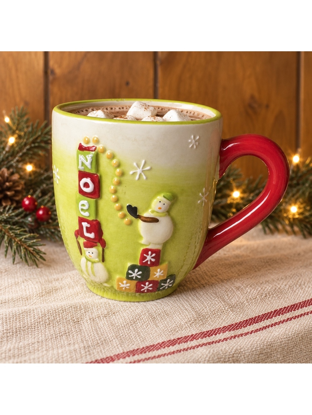 Vintage Snowman Christmas Mug Debbie Mumm Jo-Ann Noel Holiday Coffee Cup